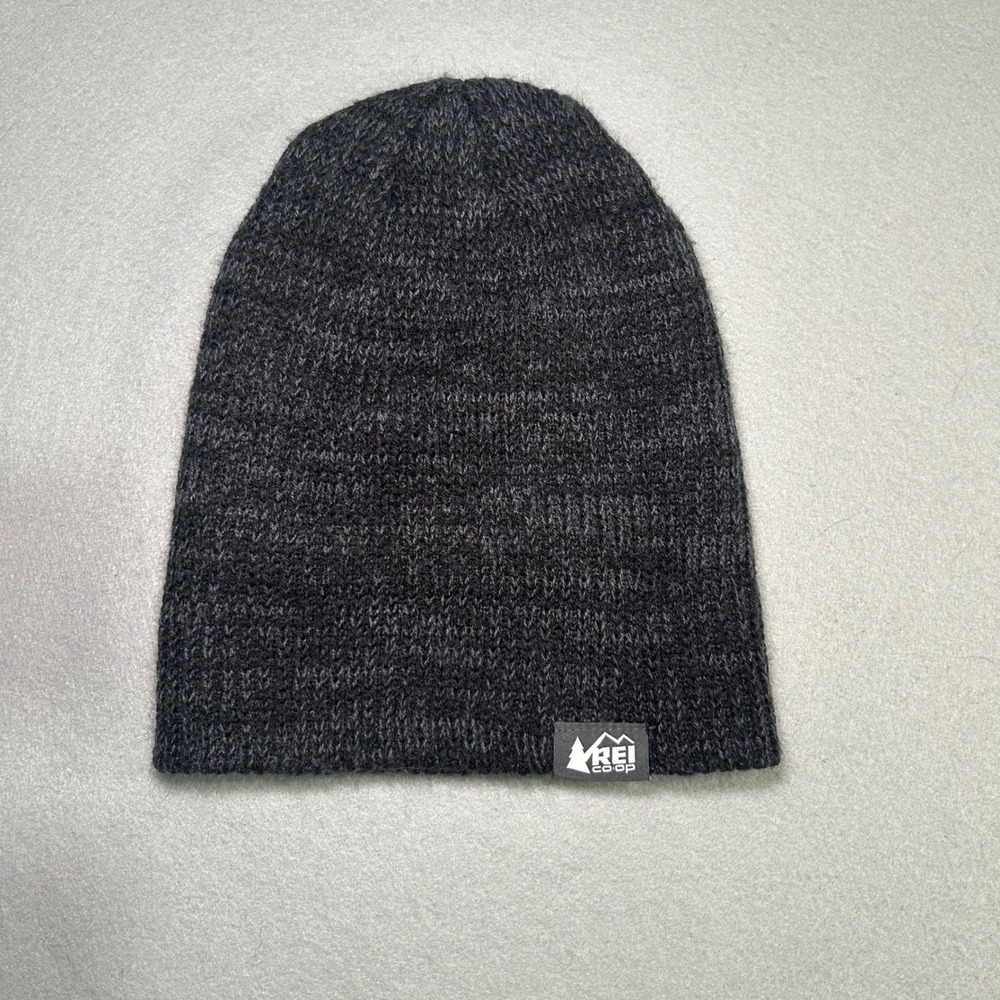 REI Co-op Beanie Hat Unisex One Size Charcoal Gray Wool Blend Knit Outdoor